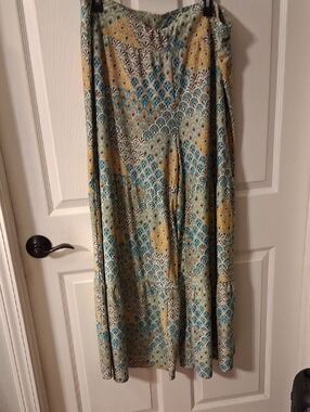 Cato Wide Leg Pangs Teal, Yellow & Cream Print